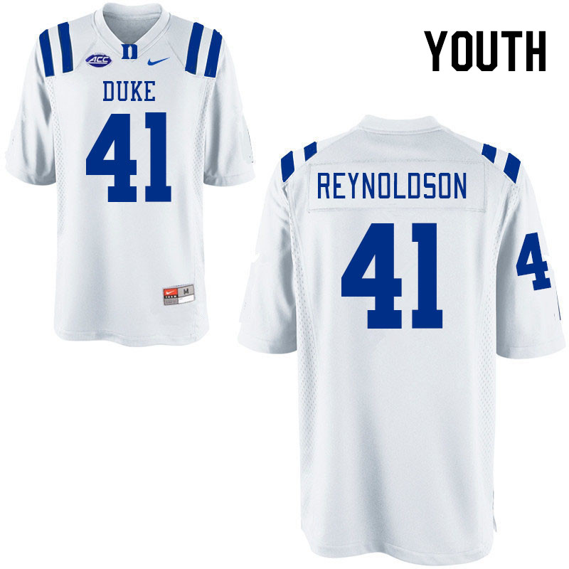 Youth #41 Kade Reynoldson Duke Blue Devils College Football Jerseys Stitched-White